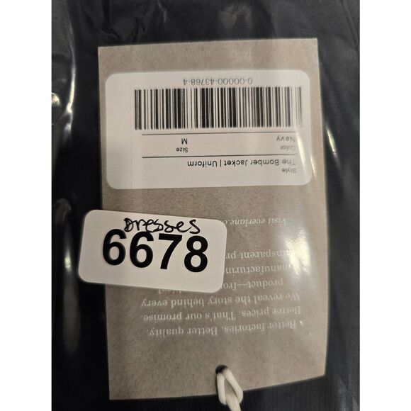 Everlane Uniform Navy Bomber Jacket Size M NWT Cotton Recycled Blend - Picture 9 of 9